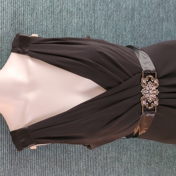 Scarlett Nite Cocktail Dress With Satin Belt, Rhinestone Center Detail - Picture 1 of 15